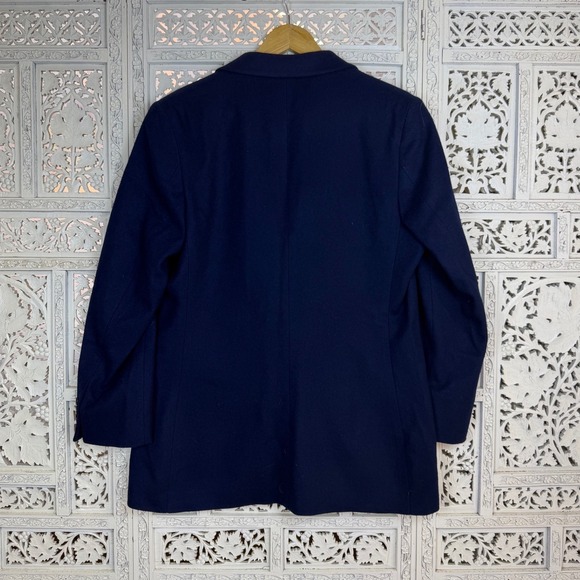 Vintage LL Bean Wool Navy Blue Blazer Womens 12 Preppy Academia Luxury Workwear - Picture 5 of 7